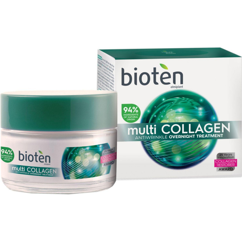 Bioten Multi-Collagen Antiwrinkle Overnight Treatment antirid de noapte, Volum 50 ml
