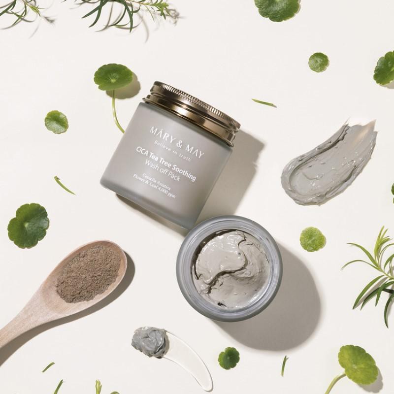 Mary & May Cica Tea Tree Soothing Wash Off Pack Mască de față cu argilă liniștitoare cu centella asiatică