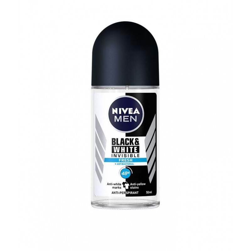 NIVEA MEN Deo Roll-on Invisible on Black & White Fresh, Volum 50 ml