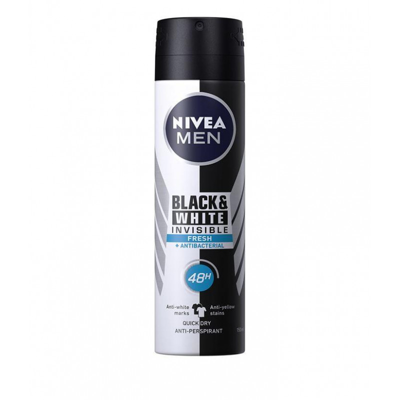 NIVEA MEN Deo Spray Invisible on Black & White Fresh, Volum 150 ml