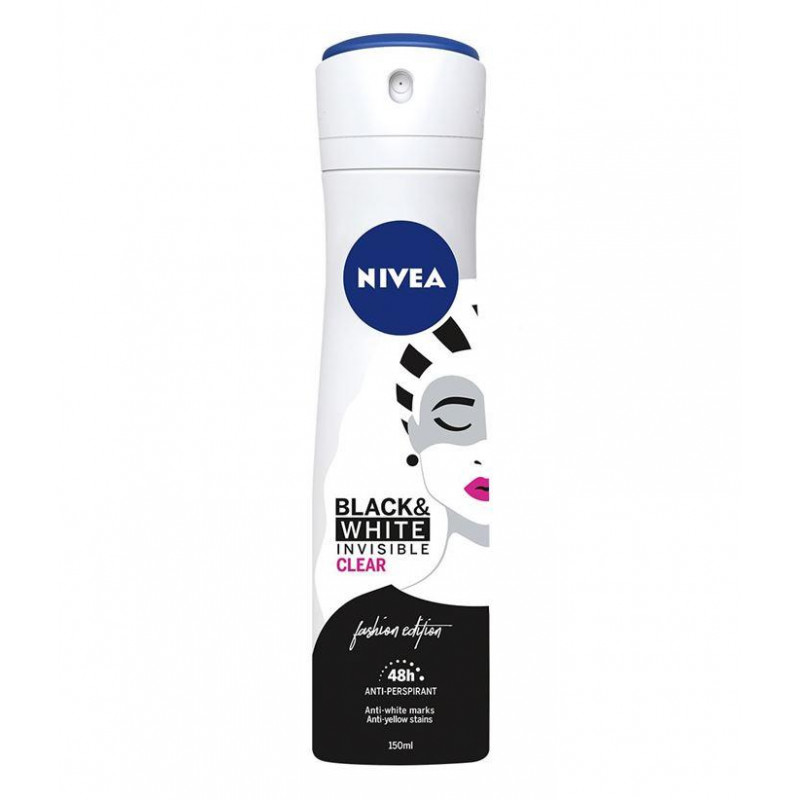 NIVEA Deo Spray Invisible on Black & White Clear, Volum 150 ml