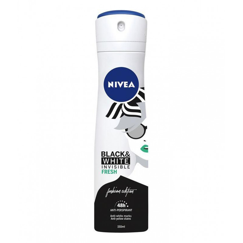 NIVEA Deo Spray Invisible on Black & White Fresh, Volum 150 ml