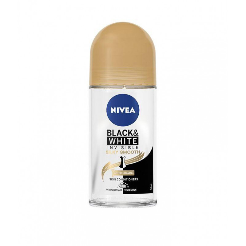 NIVEA Deo Roll-on Invisible on Black & White Silky Smooth, Volum 50 ml