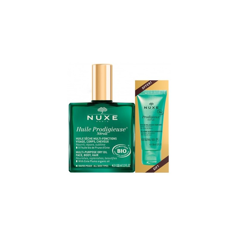 Ulei uscat multifunctional NUXE Huile Prodigieuse Neroli cu Neroli + Gel de dus Prodigieux Neroli