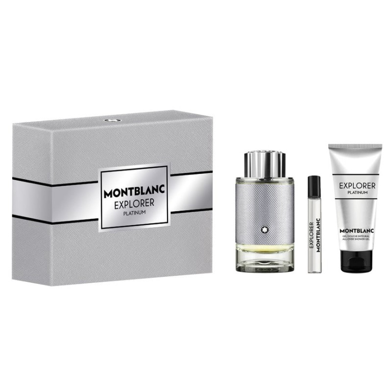 Mont Blanc Explorer Platinum Set cadou pentru bărbați Volum EDP 100 ml + gel de duș 100 ml + EDP 7,5 ml