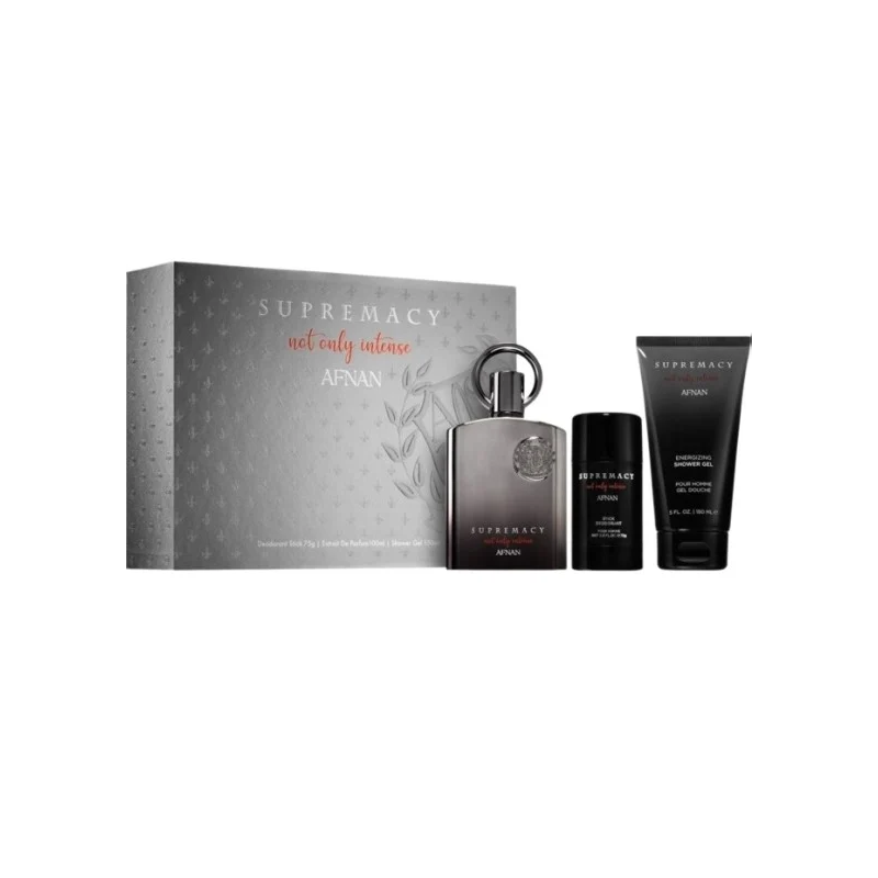 Afnan Supremacy Not Only Intense Еxtrait De Parfum Set cadou pentru bărbați Volum 100ml Extrait De Parfum + 100 ml Gel de duș + 75gr Deodorant Stick