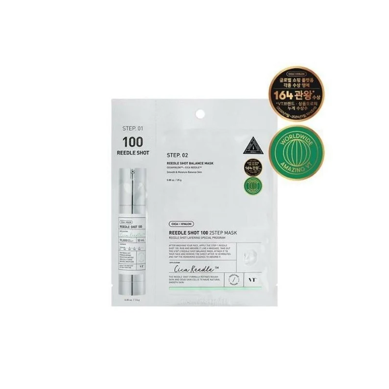 VT Cosmetics Mild Reedle Shot 100 2-Step Mask Mască facială în doi pași cu microneedle