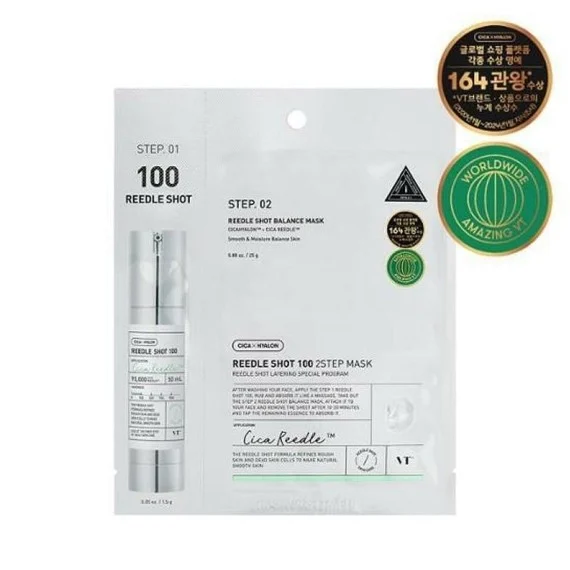 VT Cosmetics Mild Reedle Shot 100 2-Step Mask Mască facială în doi pași cu microneedle