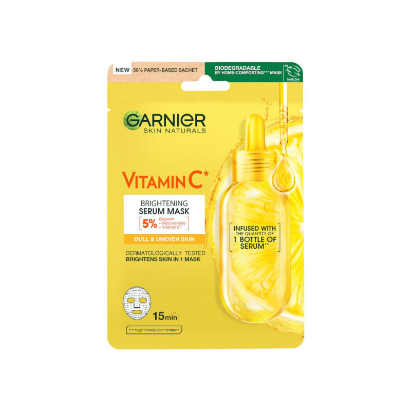 Garnier Skin Naturals Vitamin C Serum Mask Mască de față Volum 28 gr.