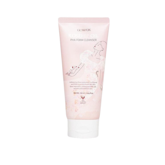 Glamfox Rosehip Oil PHA Foam Cleanser Spumă de curățare facială