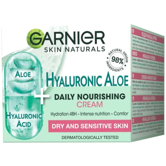 Garnier Skin Naturals Hyaluronic Aloe Gel-cremă nutritiv pentru pielea sensibilă și uscată