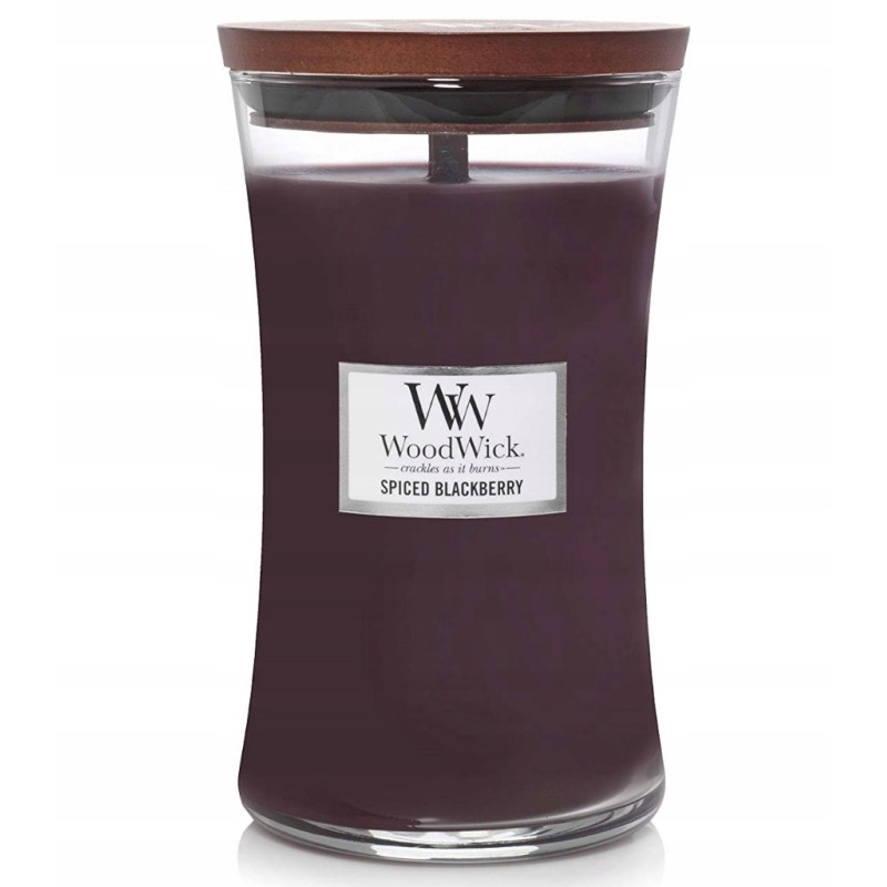 WoodWick Spiced Blackberry Lumânare aromată cu fitil din lemn