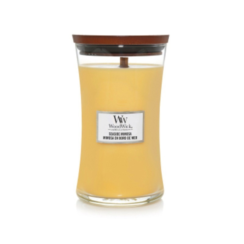 WoodWick Seaside Mimosa Lumânare aromată cu fitil din lemn Volum 609.5 g