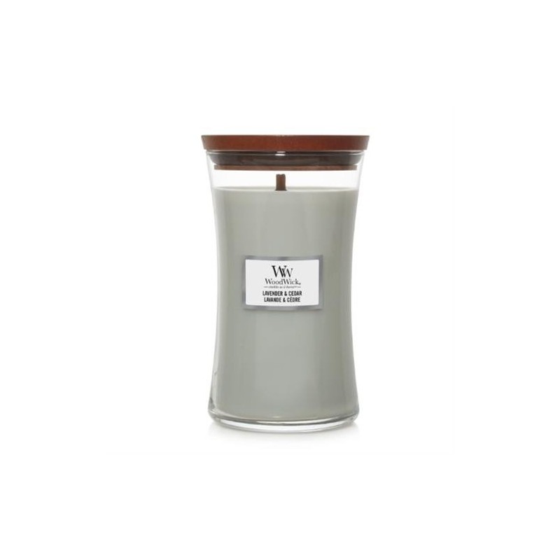WoodWick Lavender And Cedar Lumânare aromată cu fitil din lemn