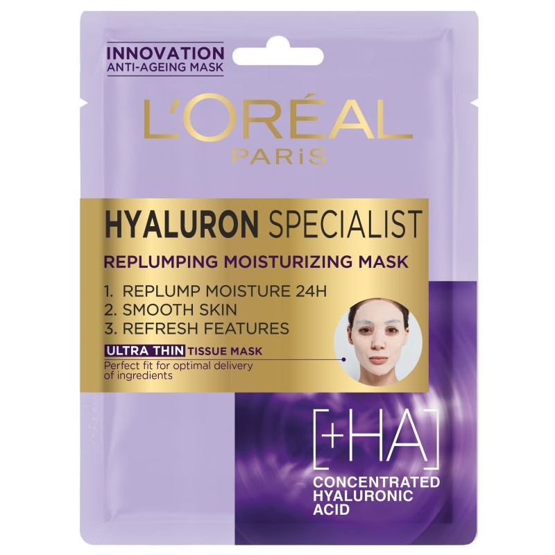 L'Oreal Paris Hyaluron Specialist Mască de față din hârtie Volum 30 ml