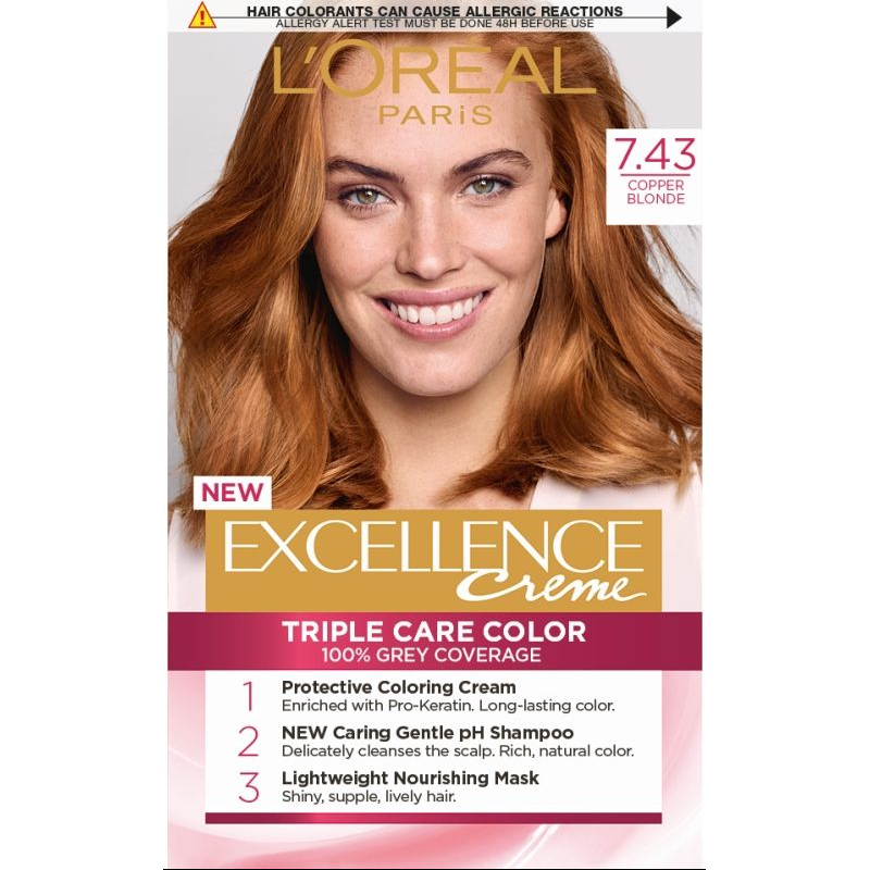 L'Oreal Paris Excellence 7.43 Copper Blonde Vopsea de păr Volum 7.43 Golden Copper Blonde