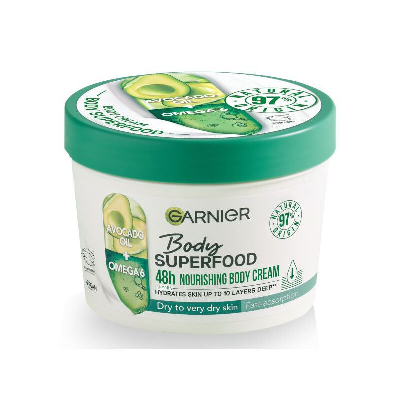 Garnier Body Superfood Avocado Oil Omega 6 Cremă de corp pentru piele uscată până la foarte uscată