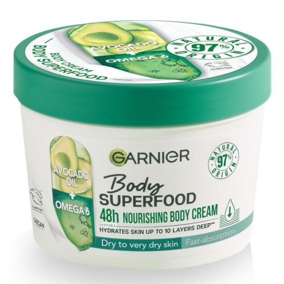Garnier Body Superfood Avocado Oil Omega 6 Cremă de corp pentru piele uscată până la foarte uscată