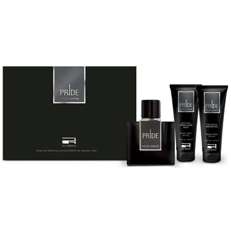 Rue Broca Pride Pour Homme Set cadou pentru Bărbați Volum EDP 100 ml + 100 ml balsam după ras + 100 ml gel de duș