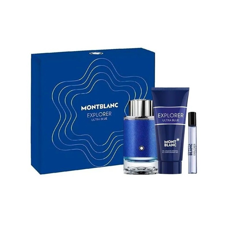 Mont Blanc Explorer Ultra Blue Set cadou pentru bărbați Volum EDP 100 ml + EDP 7 ml + SWG 100 ml