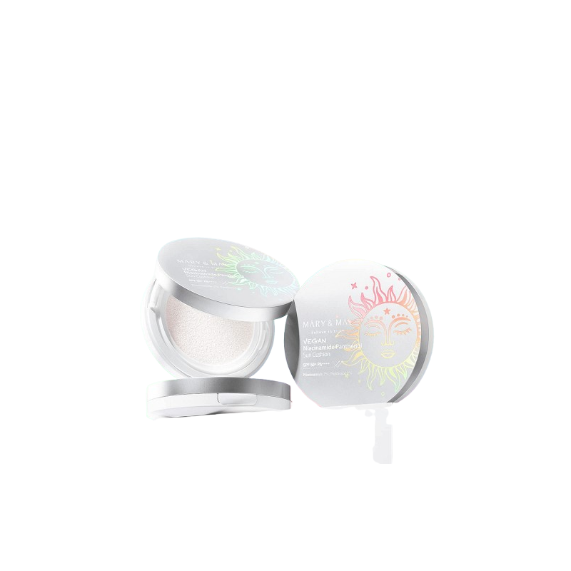 Mary and May Vegan Niacinamide Panthenol Sun Cushion SPF50+ PA++++ Cremă de protecție solară vegană Volum 25 g