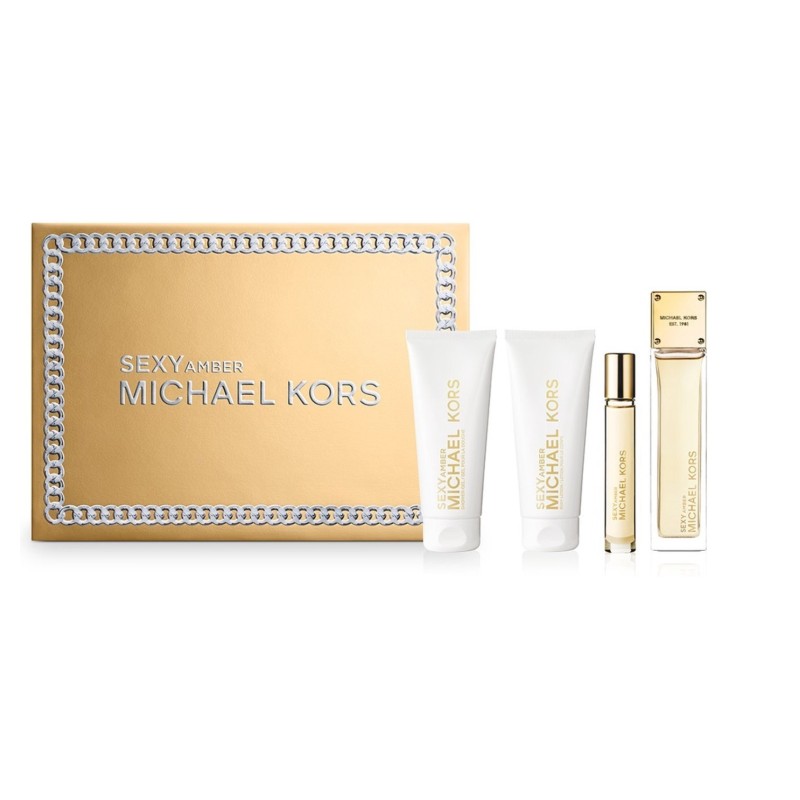 Michael Kors Sexy Amber Set cadou pentru femei Volum EDP 100 ml + EDP 10 ml + 100 ml loțiune de corp + 100 ml gel de duș