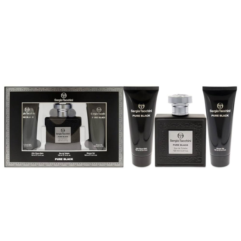 Sergio Tacchini Pure Black Set cadou pentru Bărbați Volum EDT 100 ml + 100 ml gel de duș + 100 ml balsam după ras