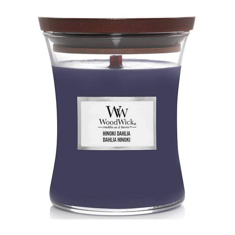 WoodWick Hinoki Dahlia Lumânare parfumată Volum 275 g.