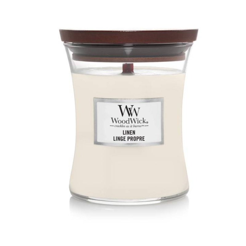 WoodWick Linen Lumânare parfumată Volum 453.6 g