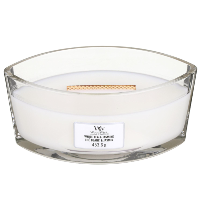 WoodWick White Tea Jasmine Lumânare parfumată Volum 453.6 g