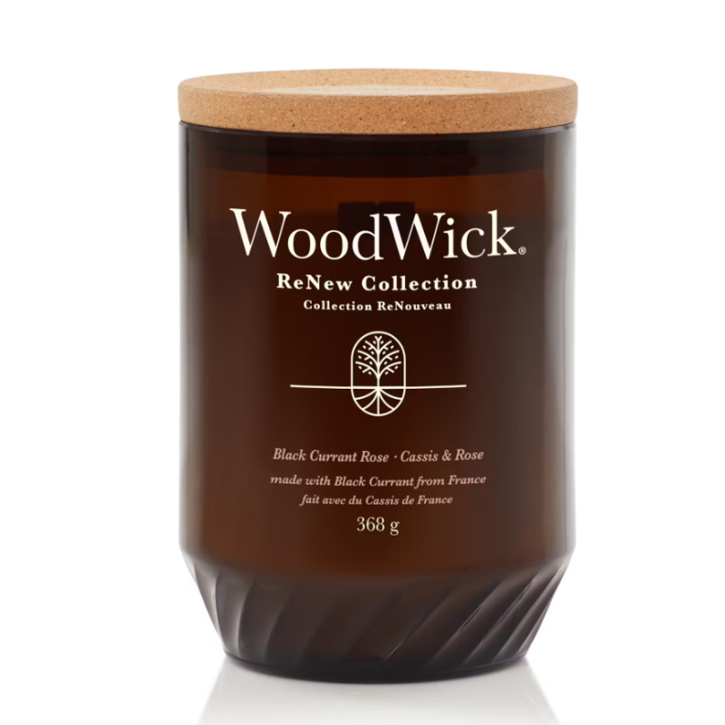 WoodWick Renew Black Currant & Rose Lumânare parfumată Volum 368 g.