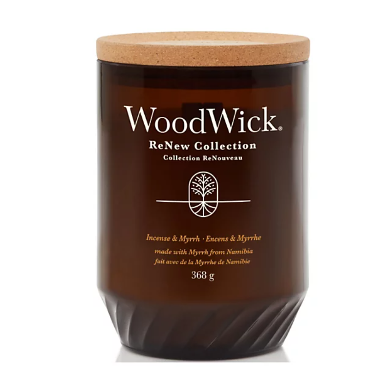 WoodWick Renew Incense & Myrrh Lumânare parfumată Volum 368 g.