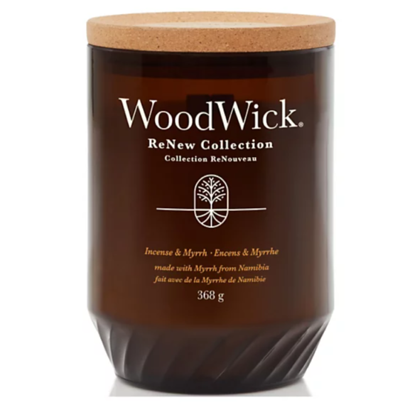WoodWick Renew Incense & Myrrh Lumânare parfumată