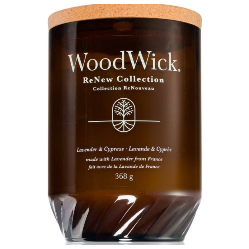 WoodWick Renew Lavender & Cypress Lumânare parfumată Volum 368 g.
