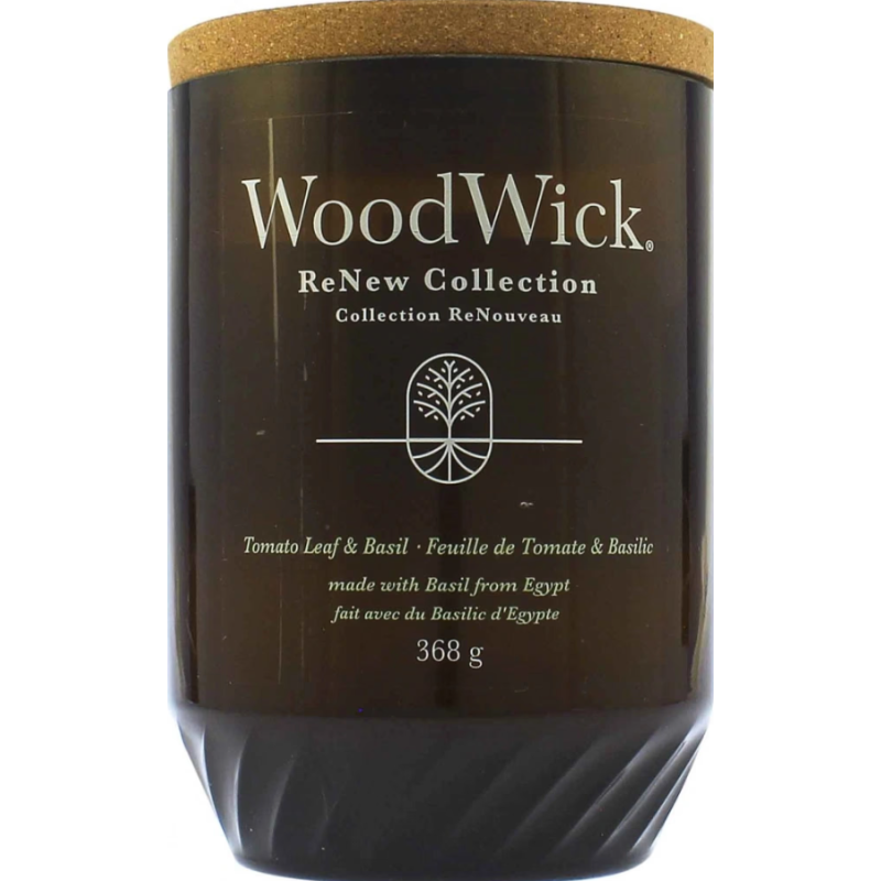 WoodWick Renew Tomato Leaf & Basil Lumânare parfumată Volum 368 g.