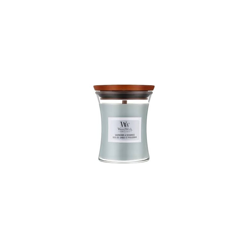 WoodWick Sagewood And Seagrass Lumânare aromată cu fitil din lemn Volum 609.5 g
