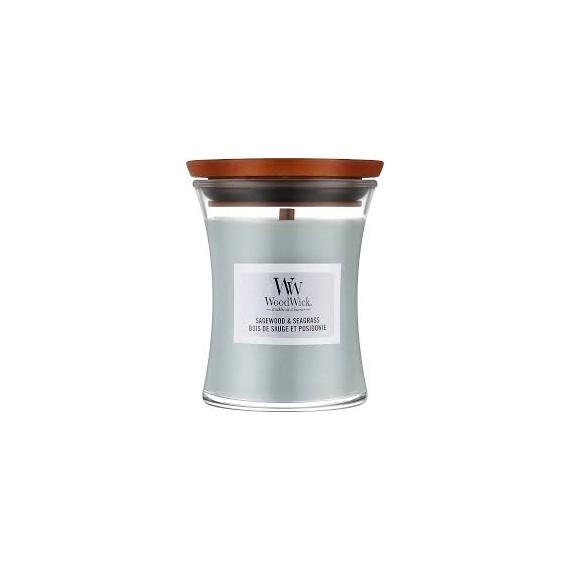 WoodWick Sagewood And Seagrass Lumânare aromată cu fitil din lemn