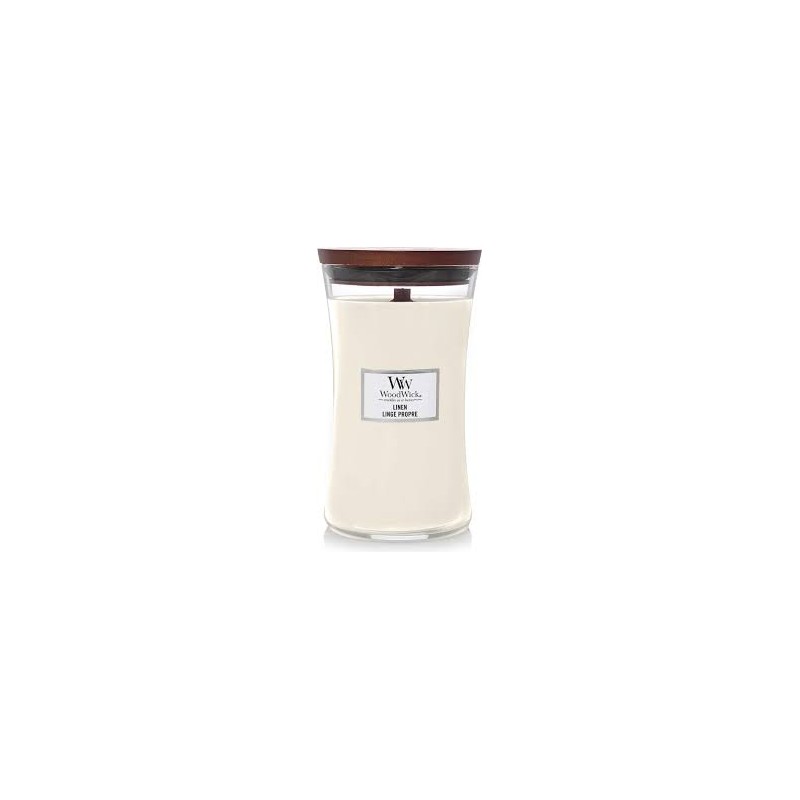 WoodWick Linen Lumânare aromată cu fitil din lemn Volum 609.5 g