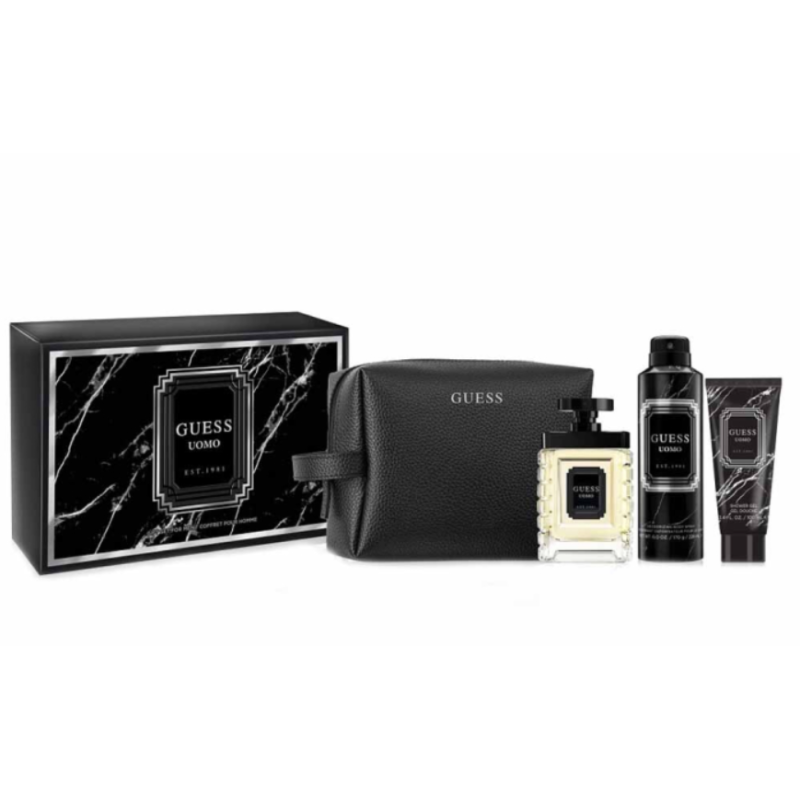 Guess Uomo Set cadou pentru Bărbați Volum 100 ml EDT + 226 ml deodorant spray + 100 ml gel de duș + neceser