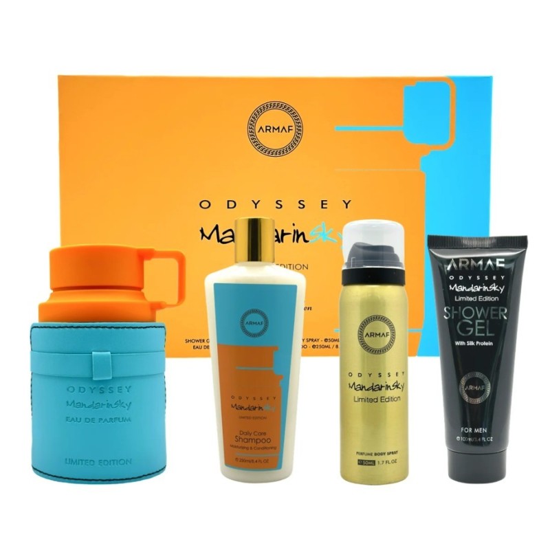 Armaf Odyssey Mandarin Sky Set cadou pentru bărbați Volum Apă de parfum 100 ml + spray de corp 50 ml + gel de duș 100 ml + șampon 250 ml