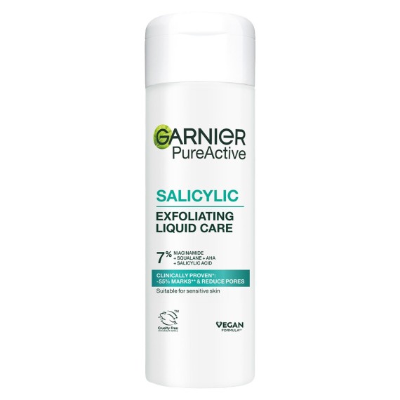 Garnier Pure Active Salicylic Exfoliating Liquid Care – Exfoliant facial împotriva acneei și a porilor vizibili