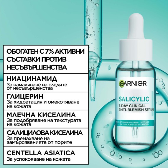 Garnier Pure Active Salicylic 7-Day Clinical Anti-Blemish Serum – Ser clinic anti-imperfecțiuni pentru 7 zile
