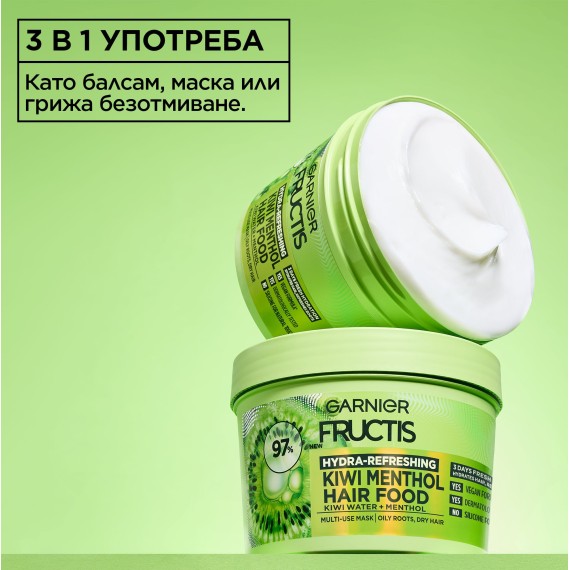 Garnier Fructis Hair Food Kiwi Menthol Mask – Mască pentru păr uscat