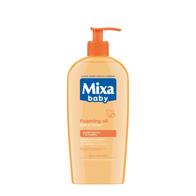 Mixa Baby Foaming Oil Bath & Shower – Ulei spumant pentru baie și duș pentru bebeluși Volum 400 ml