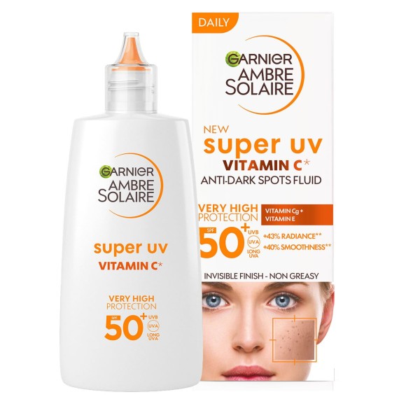 Garnier Ambre Solaire Super UV Facial Fluid SPF 50+ Fluid facial cu vitamina C