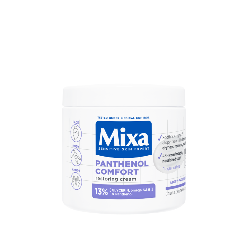 Mixa Panthenol Comfort Cremă pentru a restabili bariera protectoare pentru pielea predispusă la atopie Volum 400 ml