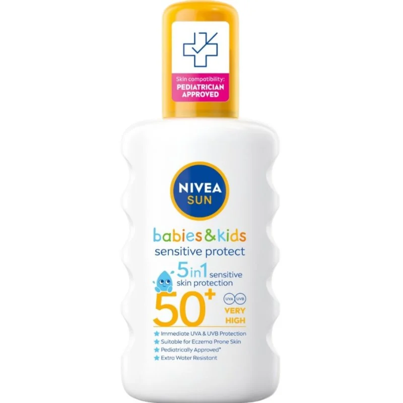 Nivea Sun Pure & Sensitive Spray de protecție solară pentru copii SPF50+ Volum 200 ml
