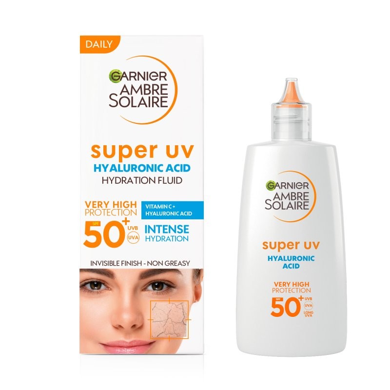 Garnier Ambre Solaire Super UV Protection Fluid SPF 50+ Fluid pentru față cu hialuron Volum 40 ml