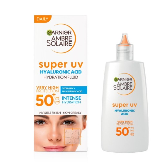 Garnier Ambre Solaire Super UV Protection Fluid SPF 50+ Fluid pentru față cu hialuron