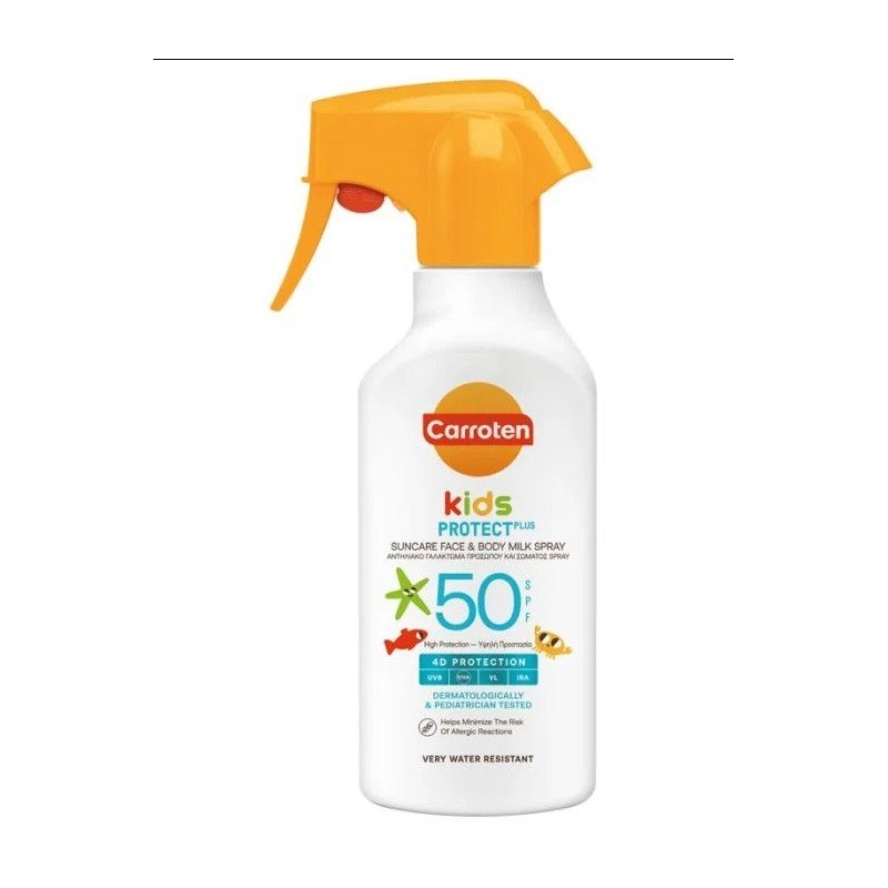 Carroten Kids Loțiune solară sub formă de spray pentru copii, pentru față și corp, SPF 50 Volum 270 ml